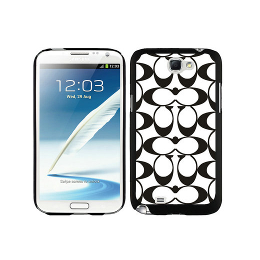 Coach Big Logo Black White Samsung Note 2 Cases DSN - Click Image to Close